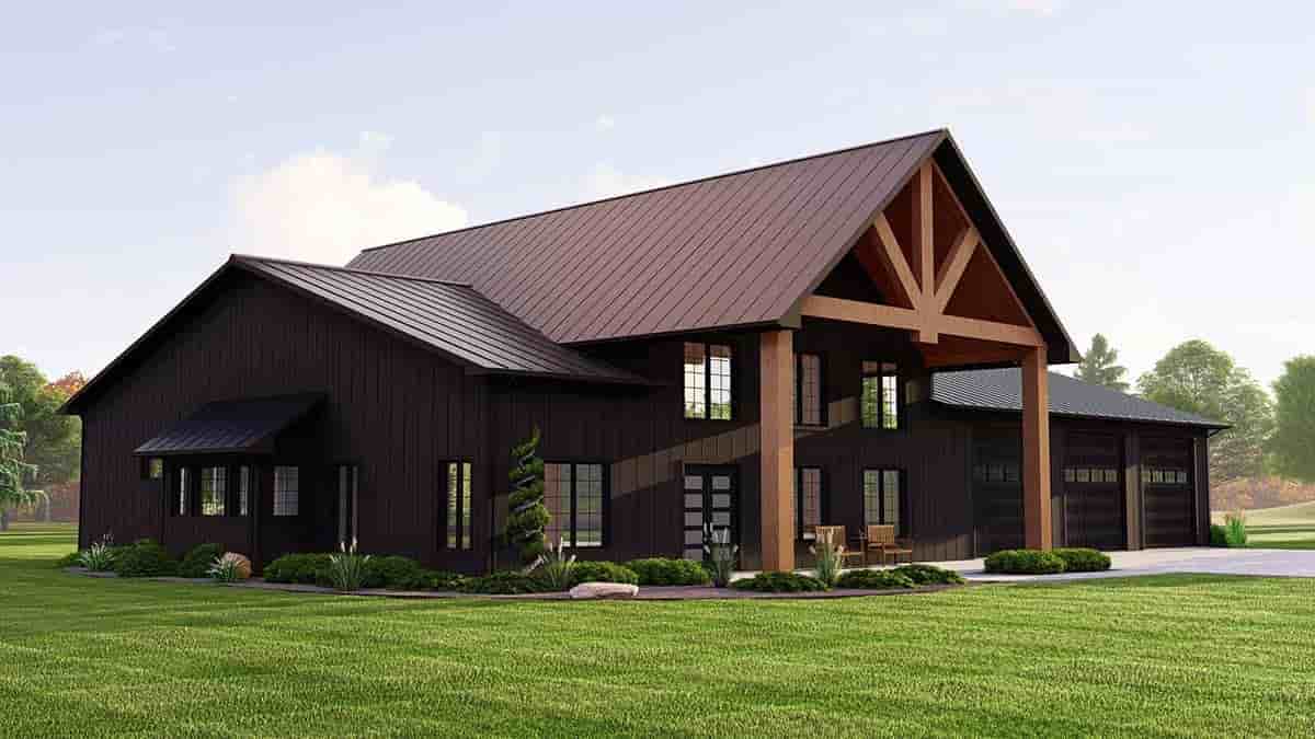 Barndominium House Plan 41896 with 3 Beds, 3 Baths, 3 Car Garage Picture 2