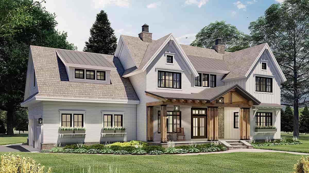 Farmhouse House Plan 41901 with 4 Beds, 4 Baths, 2 Car Garage Picture 2