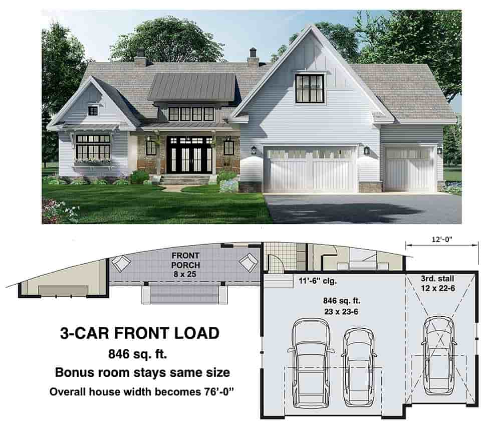 Farmhouse House Plan 41903 with 3 Beds, 3 Baths, 2 Car Garage Picture 6