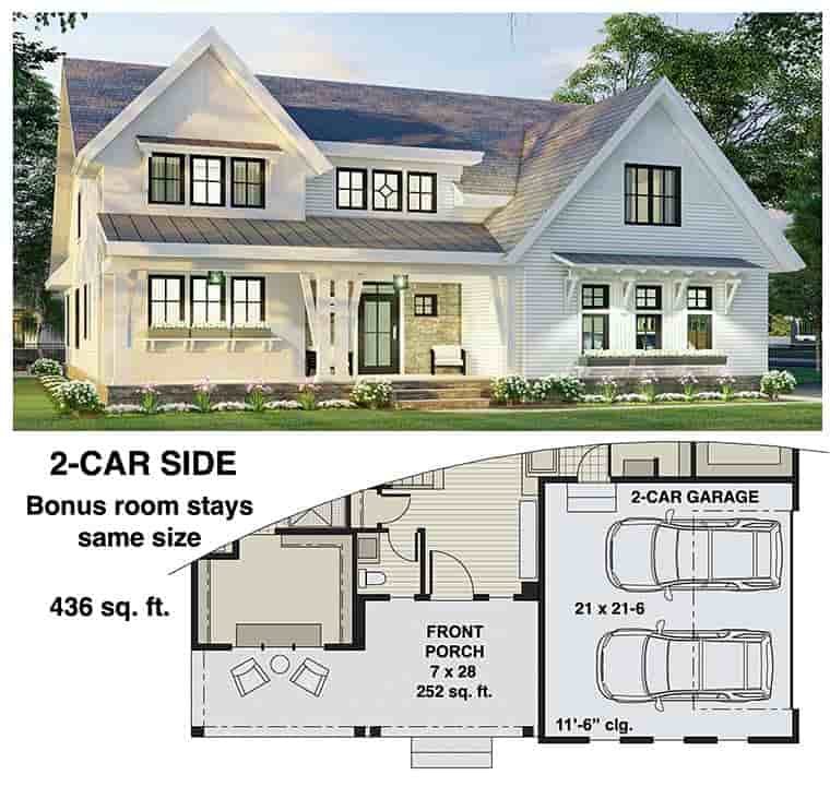 Farmhouse House Plan 41906 with 3 Beds, 3 Baths, 2 Car Garage Picture 5