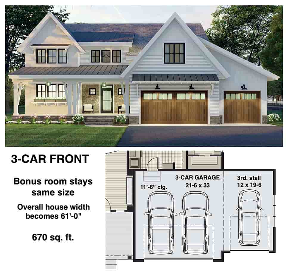 Farmhouse House Plan 41906 with 3 Beds, 3 Baths, 2 Car Garage Picture 7