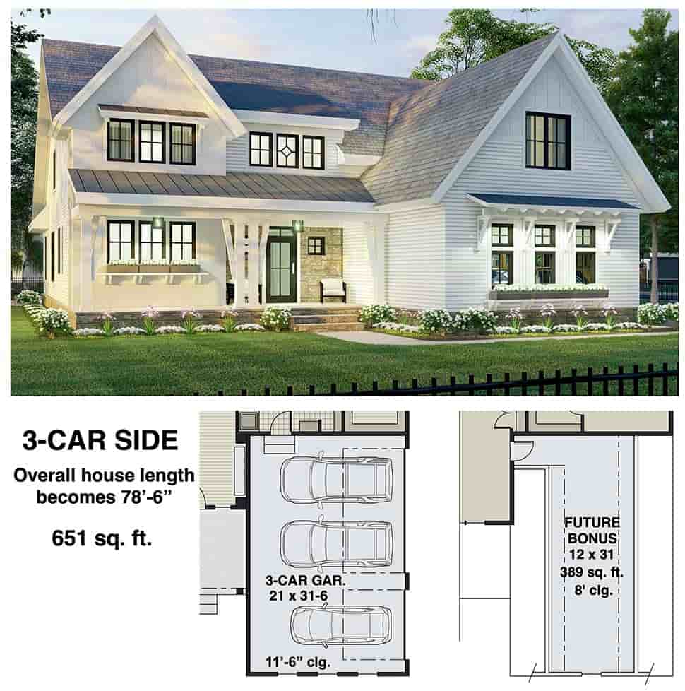 Farmhouse House Plan 41907 with 4 Beds, 4 Baths, 2 Car Garage Picture 6