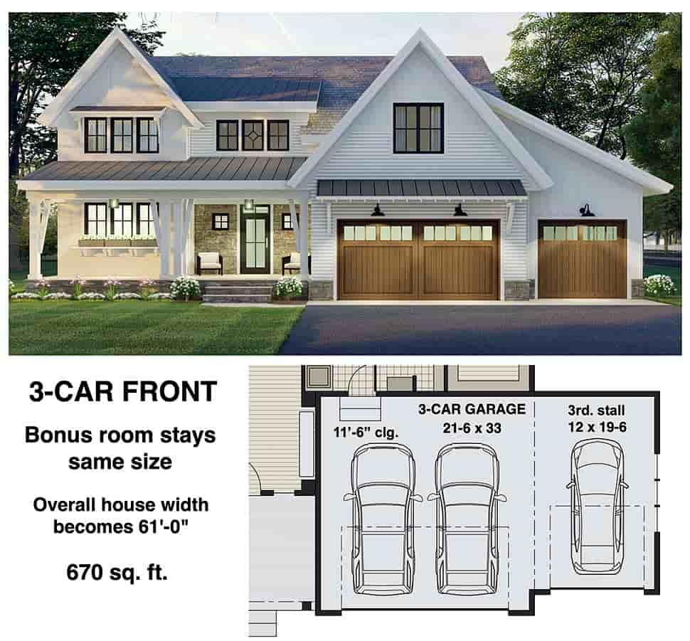 Farmhouse House Plan 41907 with 4 Beds, 4 Baths, 2 Car Garage Picture 7