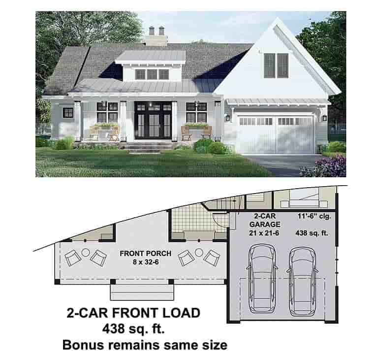 Farmhouse House Plan 41909 with 3 Beds, 2 Baths, 2 Car Garage Picture 5