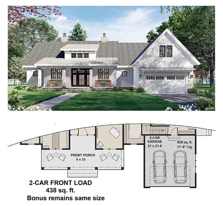Country House Plan 41911 with 3 Beds, 3 Baths, 2 Car Garage Picture 5