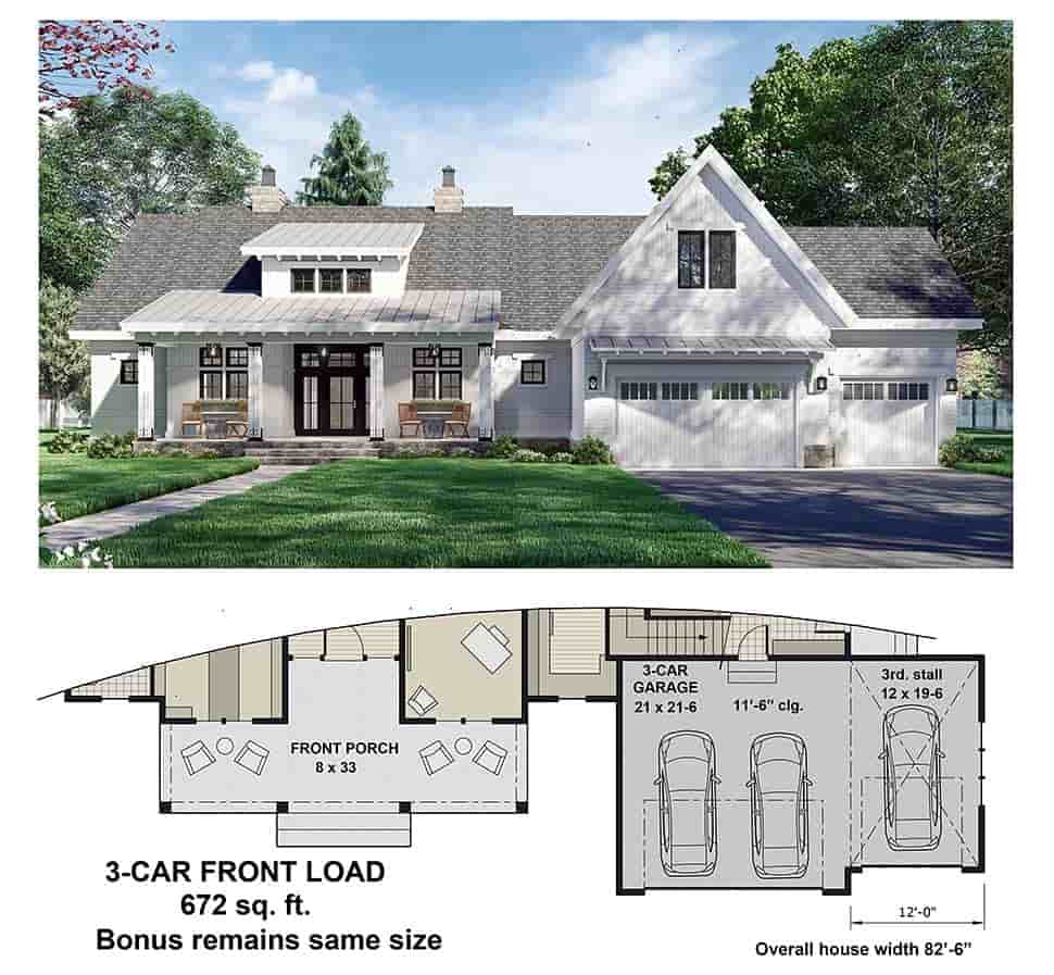 Country House Plan 41911 with 3 Beds, 3 Baths, 2 Car Garage Picture 6