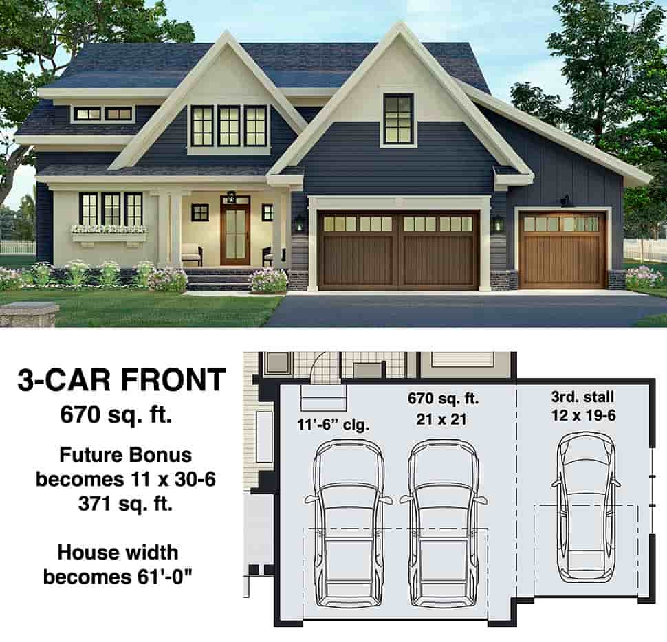 Farmhouse House Plan 41912 with 3 Beds, 3 Baths, 2 Car Garage Picture 6