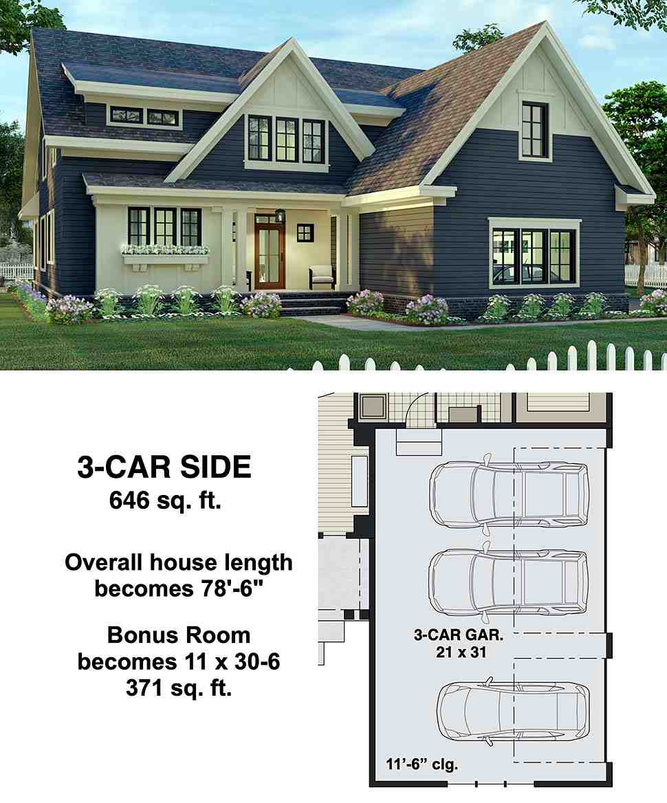 Farmhouse House Plan 41912 with 3 Beds, 3 Baths, 2 Car Garage Picture 7
