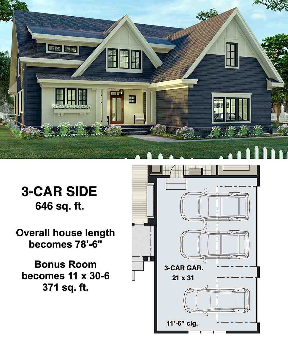 Farmhouse House Plan 41913 with 4 Beds, 4 Baths, 2 Car Garage Picture 7
