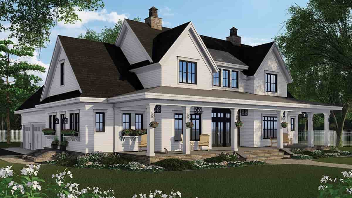 Country, Farmhouse House Plan 41917 with 4 Beds, 5 Baths, 3 Car Garage Picture 2
