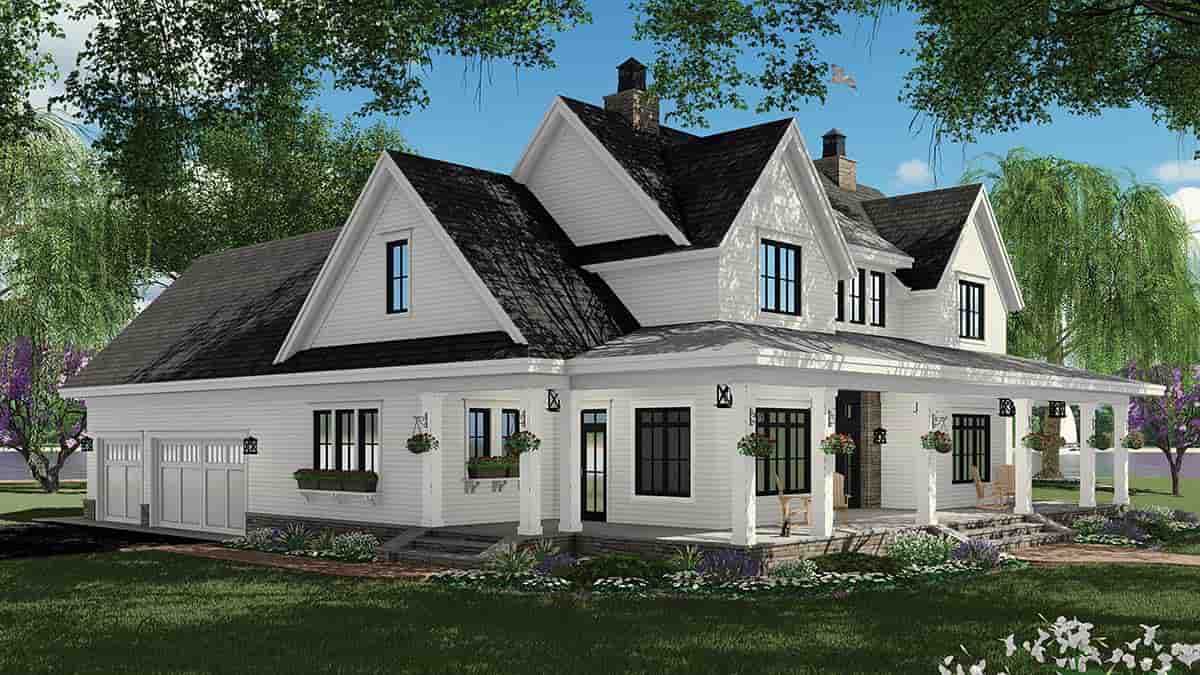 Country, Farmhouse House Plan 41918 with 3 Beds, 4 Baths, 3 Car Garage Picture 2