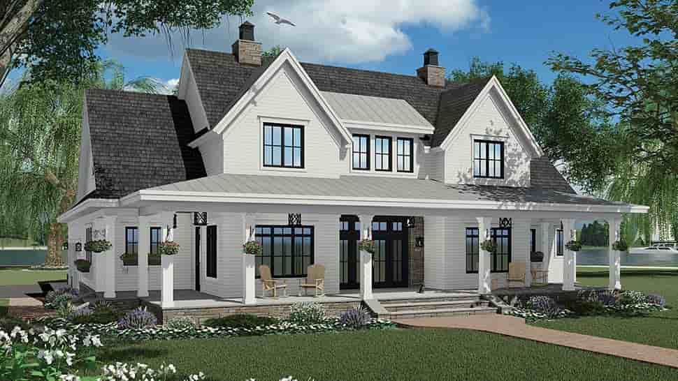 Country, Farmhouse House Plan 41918 with 3 Beds, 4 Baths, 3 Car Garage Picture 4