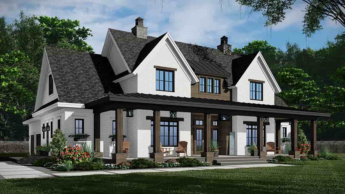 Country, Farmhouse House Plan 41946 with 3 Beds, 4 Baths, 3 Car Garage Picture 2