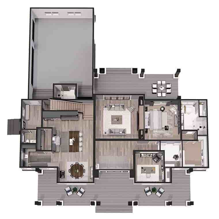 Country, Farmhouse House Plan 41946 with 3 Beds, 4 Baths, 3 Car Garage Picture 5