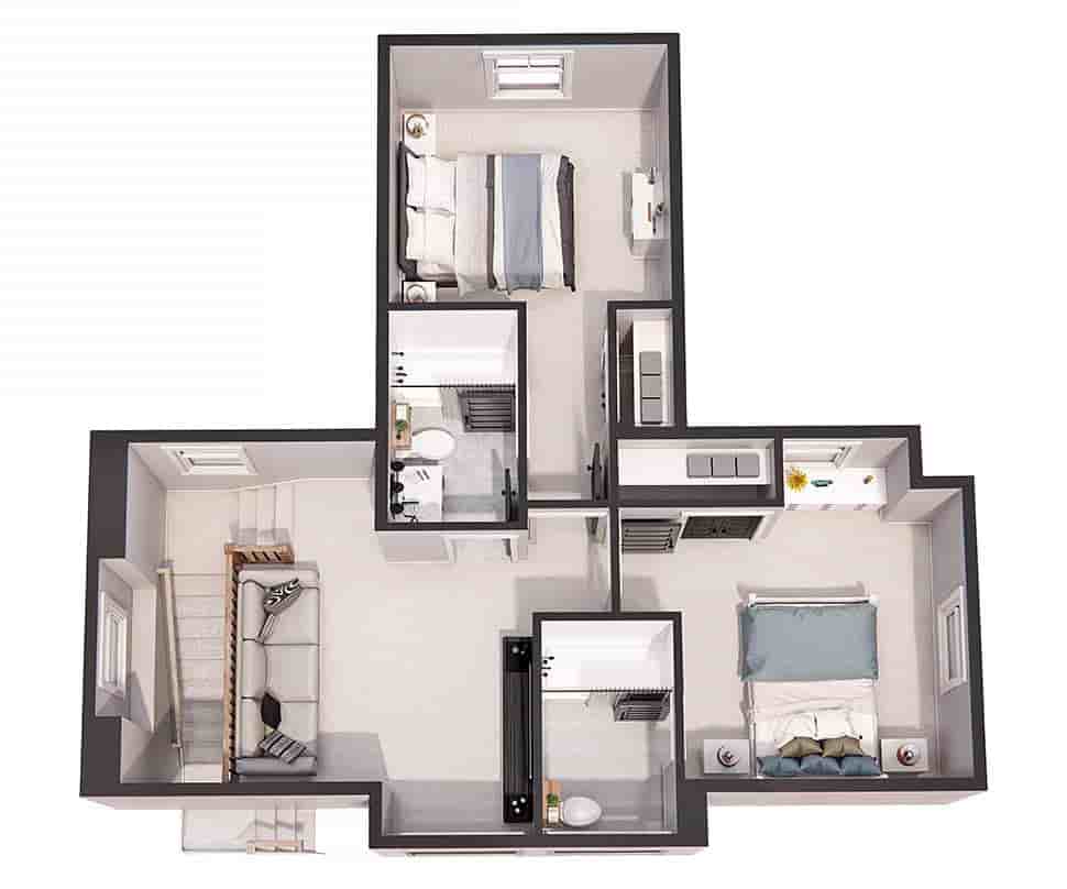 Cottage, Country, Farmhouse House Plan 41969 with 3 Beds, 4 Baths Picture 4