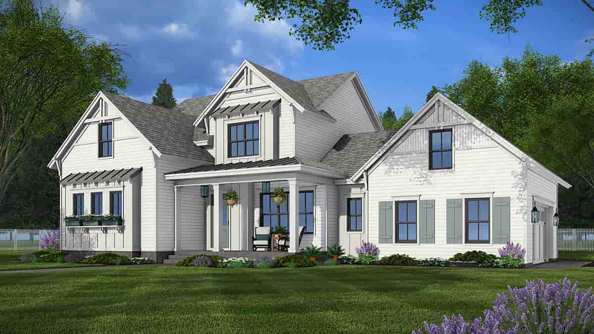 Country, Farmhouse, New American House Plan 41973 with 4 Beds, 4 Baths, 2 Car Garage Picture 1