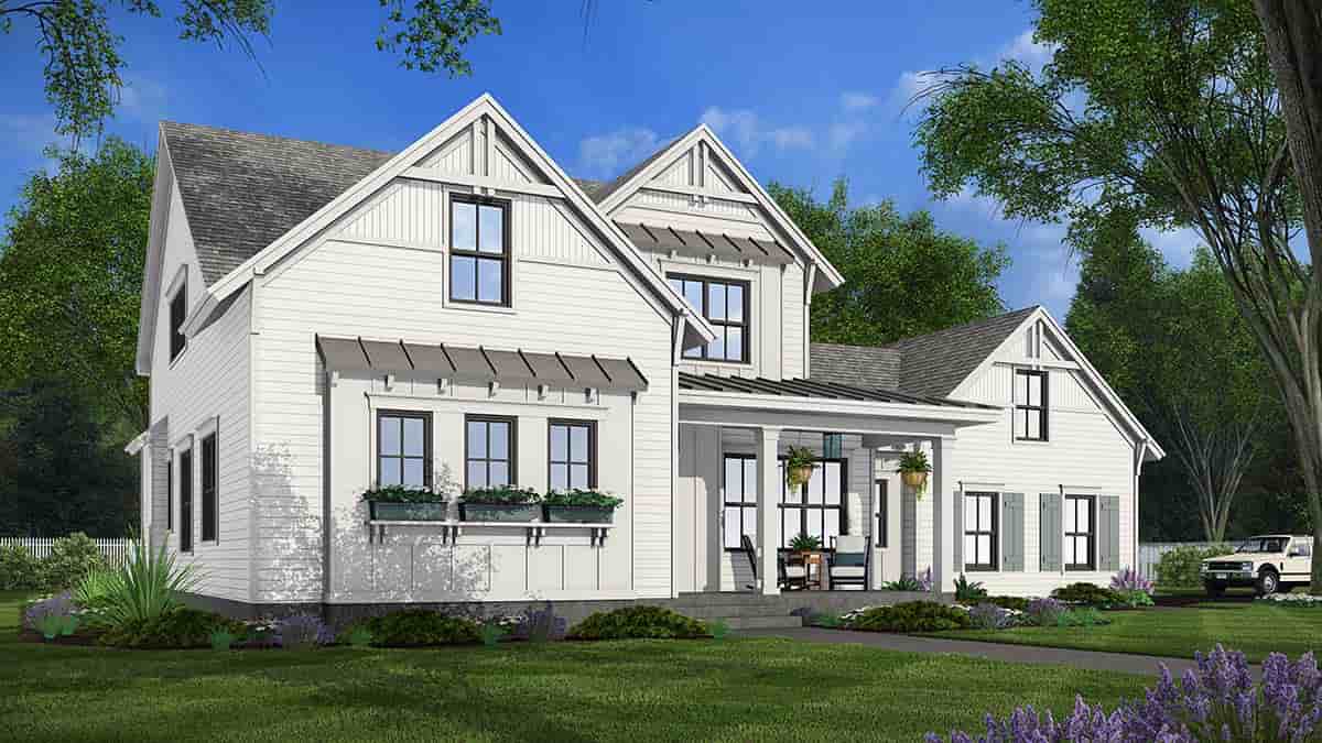 Country, Farmhouse, New American House Plan 41973 with 4 Beds, 4 Baths, 2 Car Garage Picture 2