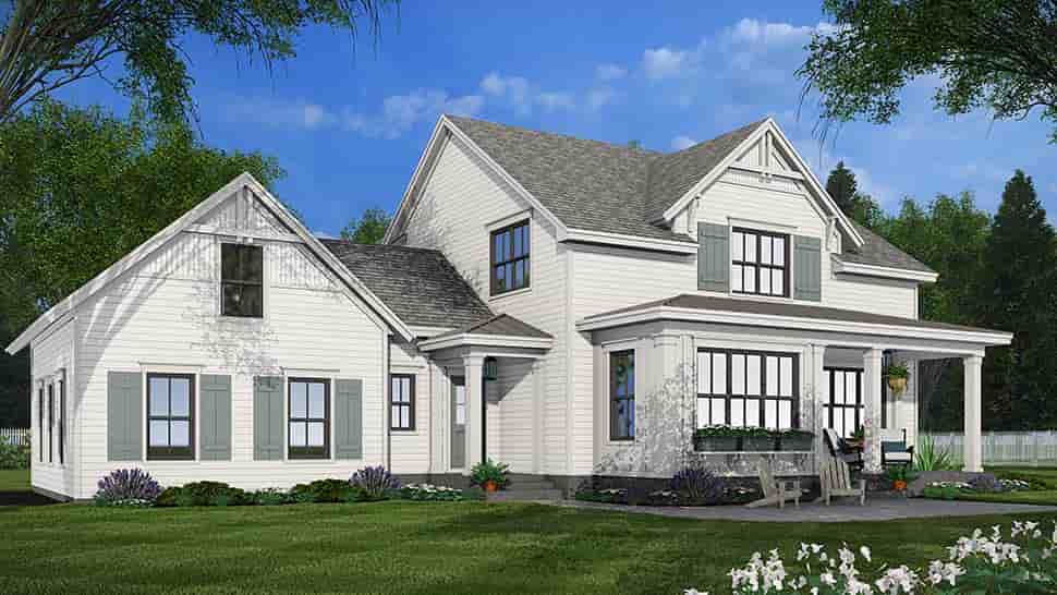 Country, Farmhouse, New American House Plan 41973 with 4 Beds, 4 Baths, 2 Car Garage Picture 3