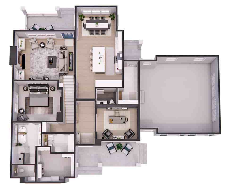 Country, Farmhouse, New American House Plan 41973 with 4 Beds, 4 Baths, 2 Car Garage Picture 6