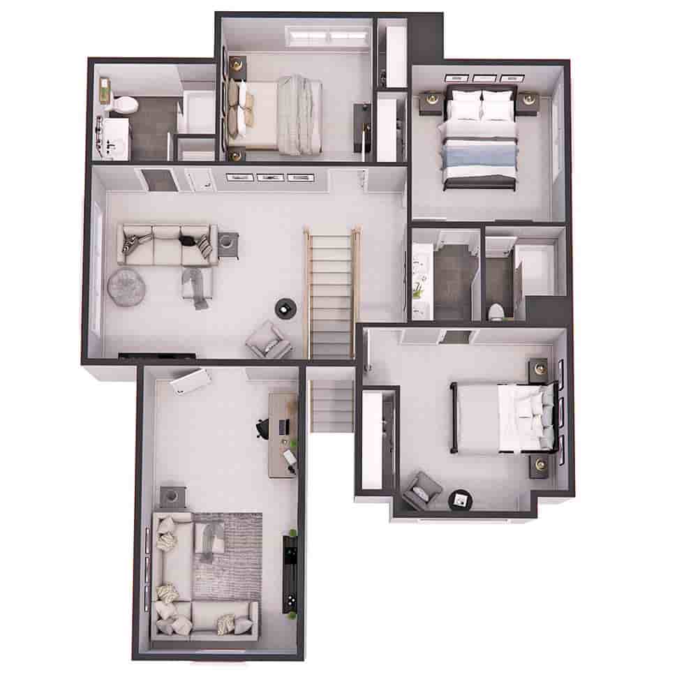 Country, Farmhouse, New American House Plan 41973 with 4 Beds, 4 Baths, 2 Car Garage Picture 7
