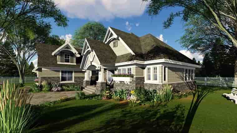 Bungalow, Cottage, Country, Craftsman, Tudor House Plan 42680 with 3 Beds, 3 Baths, 2 Car Garage Picture 1