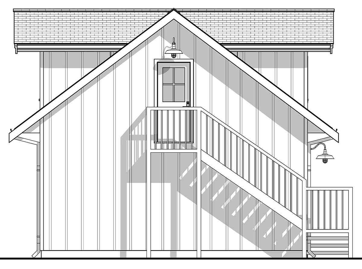 Cottage, Country, Farmhouse Garage-Living Plan 42906 with 1 Beds, 1 Baths, 2 Car Garage Picture 2