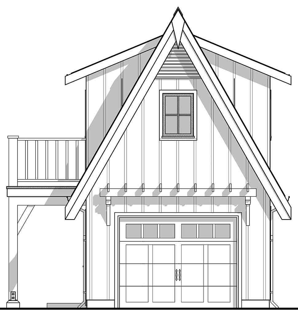 A-Frame, Tudor Garage-Living Plan 42907 with 1 Beds, 1 Baths, 2 Car Garage Picture 3
