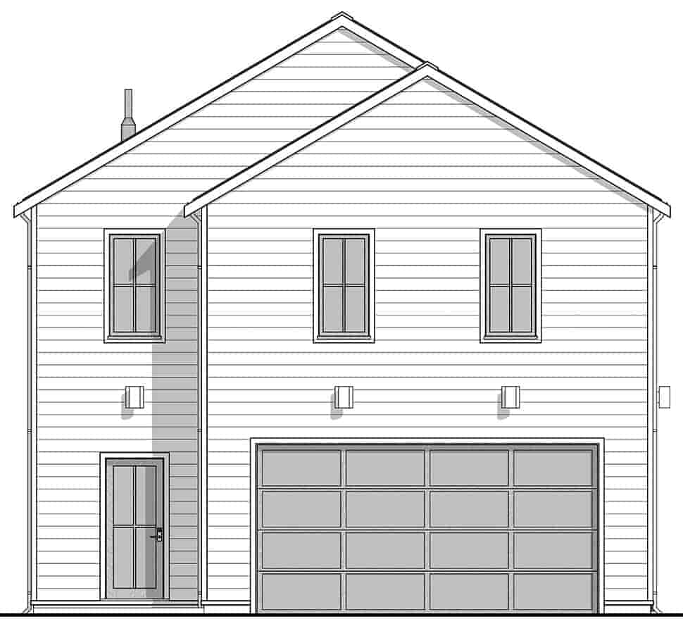 Contemporary Garage-Living Plan 42962 with 2 Beds, 1 Baths, 2 Car Garage Picture 3