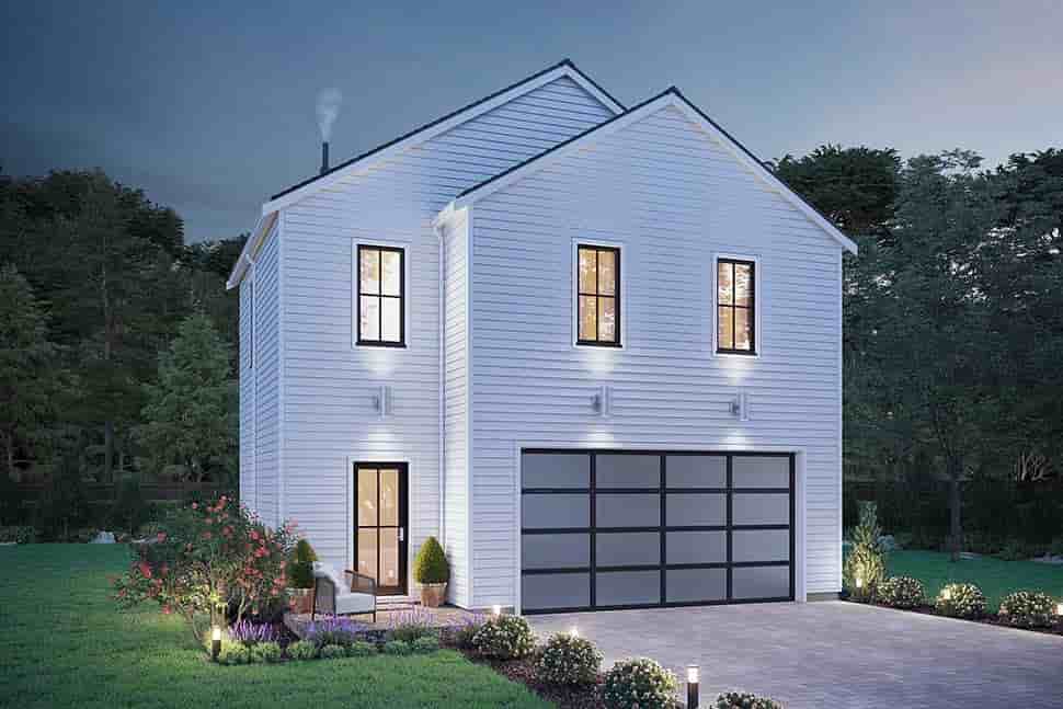 Contemporary Garage-Living Plan 42962 with 2 Beds, 1 Baths, 2 Car Garage Picture 4
