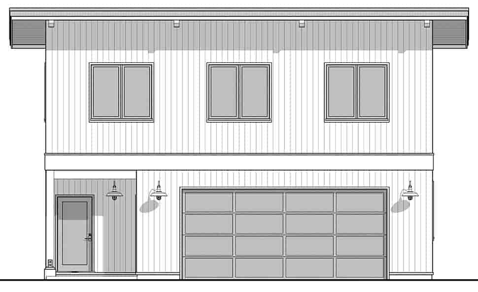 Contemporary, Modern Garage-Living Plan 42964 with 2 Beds, 1 Baths, 2 Car Garage Picture 3
