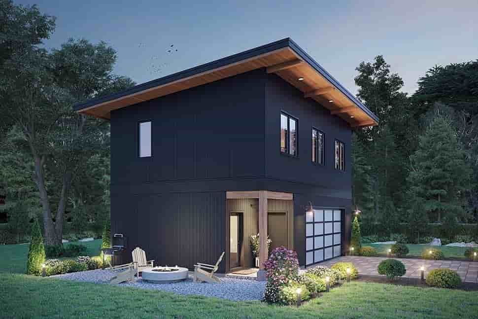 Contemporary, Modern Garage-Living Plan 42964 with 2 Beds, 1 Baths, 2 Car Garage Picture 4