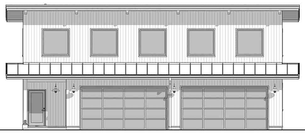 Contemporary, Modern Garage-Living Plan 42965 with 2 Beds, 2 Baths, 4 Car Garage Picture 3