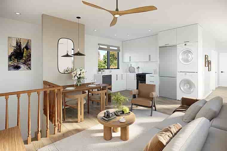 Contemporary, Modern Garage-Living Plan 42965 with 2 Beds, 2 Baths, 4 Car Garage Picture 5