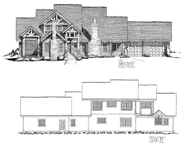 Craftsman, Ranch, Tudor House Plan 43200 with 3 Beds, 3 Baths, 2 Car Garage Picture 1