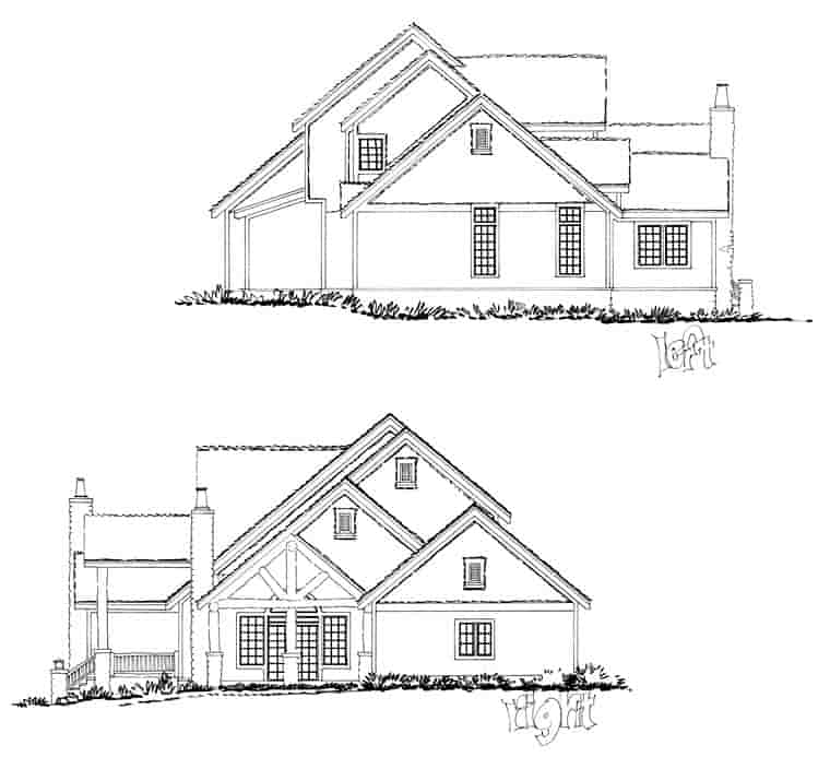 Craftsman, Ranch, Tudor House Plan 43200 with 3 Beds, 3 Baths, 2 Car Garage Picture 2