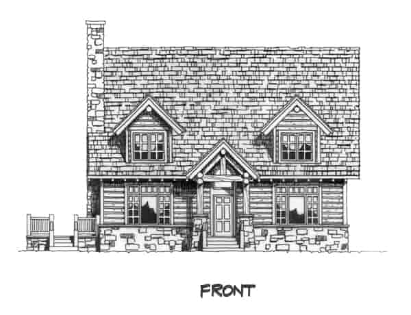 Cabin, Cape Cod, Country House Plan 43206 with 3 Beds, 3 Baths Picture 2