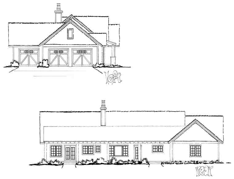 Bungalow, Craftsman, Ranch House Plan 43207 with 3 Beds, 2 Baths, 3 Car Garage Picture 2