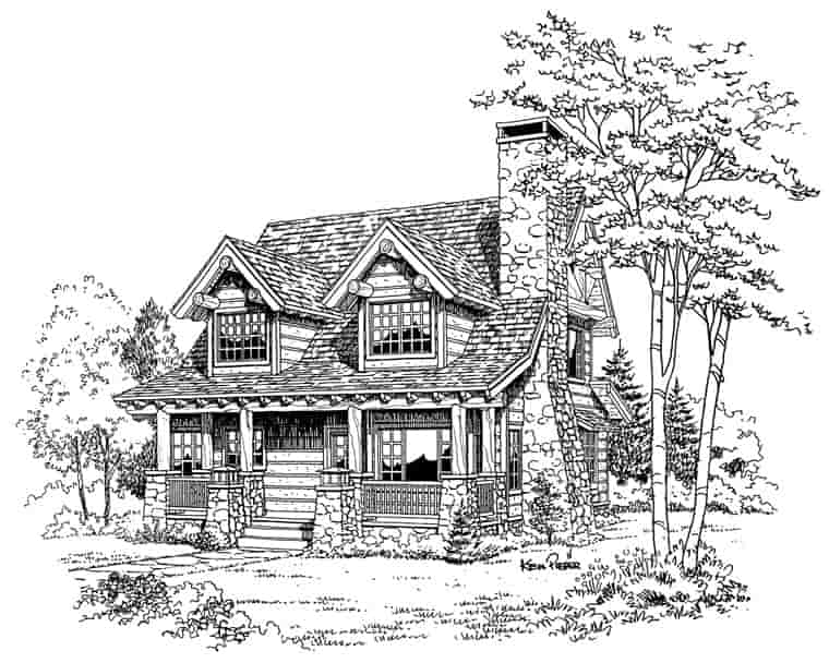 Cabin, Craftsman, Log House Plan 43212 with 2 Beds, 2 Baths Picture 4