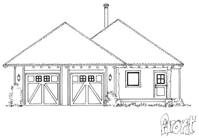 Country, Ranch House Plan 43215 with 1 Beds, 1 Baths, 2 Car Garage Picture 3