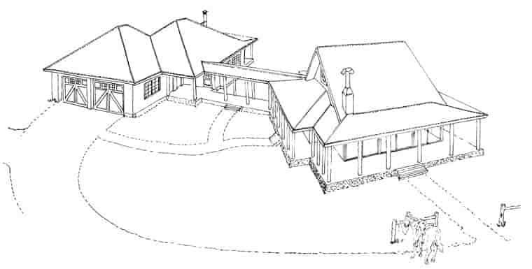 Country, Ranch House Plan 43215 with 1 Beds, 1 Baths, 2 Car Garage Picture 4