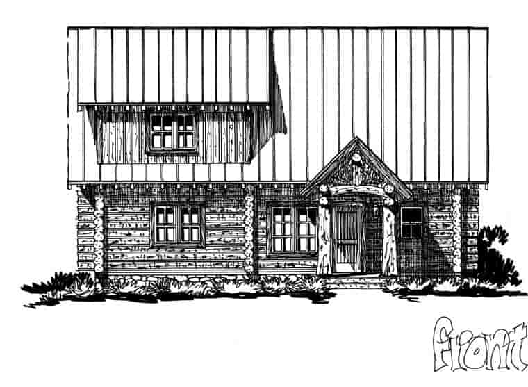 Cabin, Log House Plan 43217 with 3 Beds, 3 Baths, 2 Car Garage Picture 3