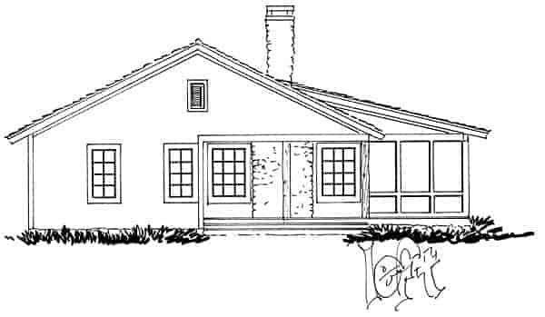 Cabin, Country, Ranch, Southern House Plan 43227 with 2 Beds, 2 Baths Picture 1