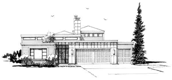 Contemporary, Modern House Plan 43233, 3 Car Garage Picture 1