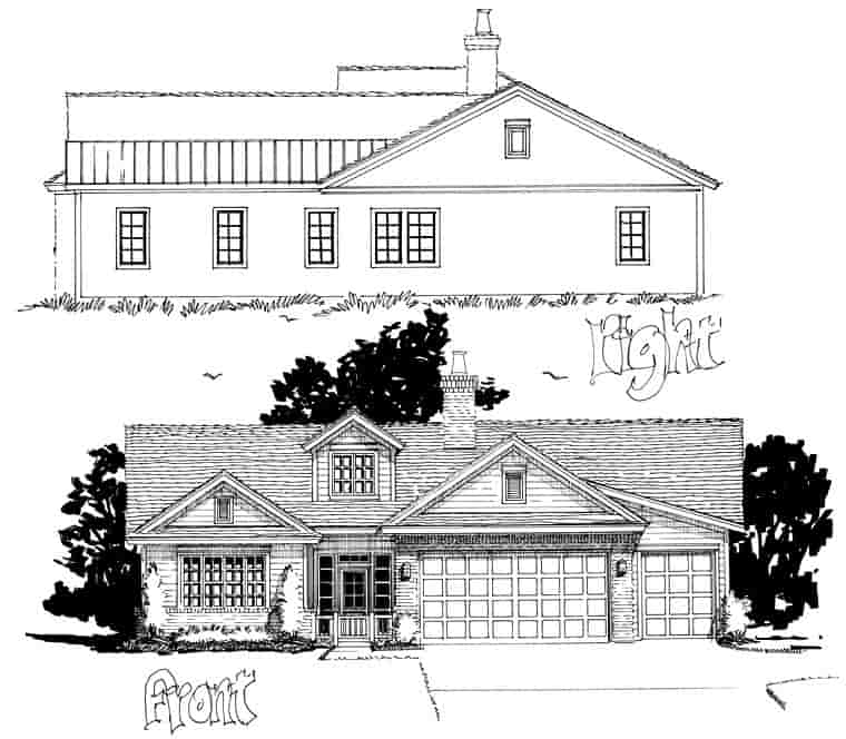 Traditional House Plan 43234 with 3 Beds, 4 Baths, 2 Car Garage Picture 1
