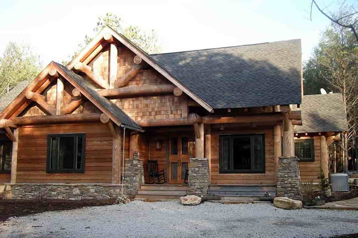 Bungalow, Cabin, Craftsman, Log House Plan 43256 with 3 Beds, 2 Baths, 2 Car Garage Picture 2