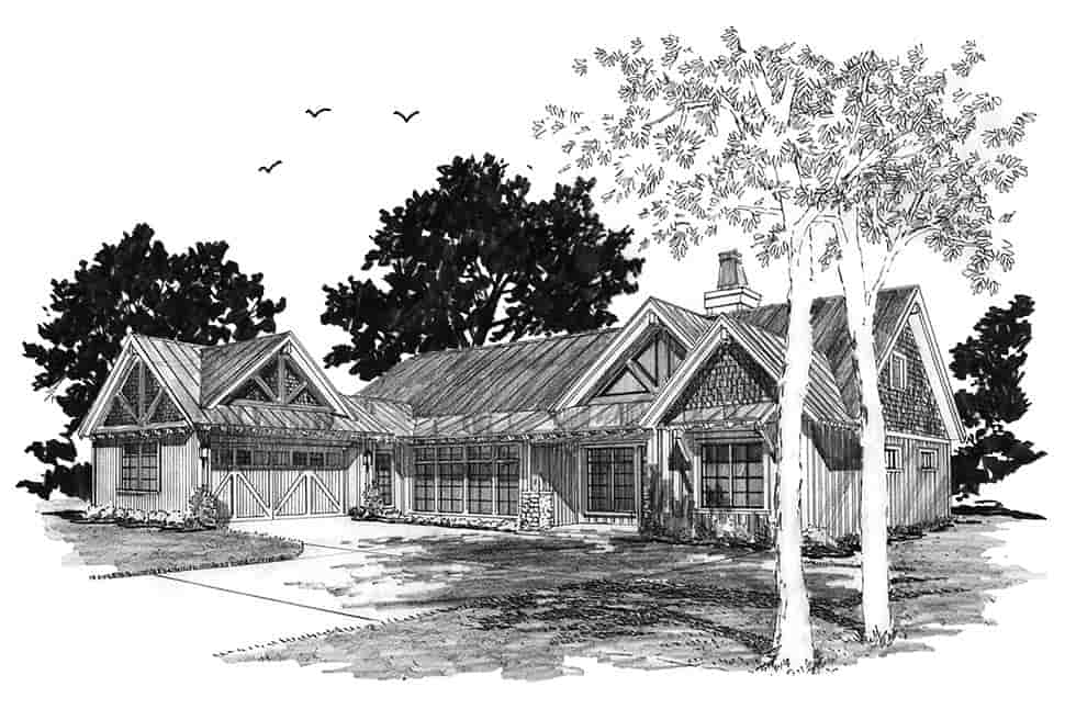 Bungalow, Country, Craftsman, Traditional House Plan 43257 with 3 Beds, 4 Baths, 2 Car Garage Picture 3