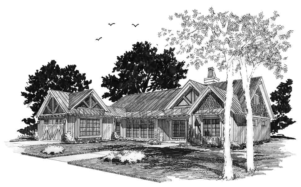 Bungalow, Country, Craftsman, Traditional House Plan 43258 with 3 Beds, 4 Baths, 2 Car Garage Picture 3