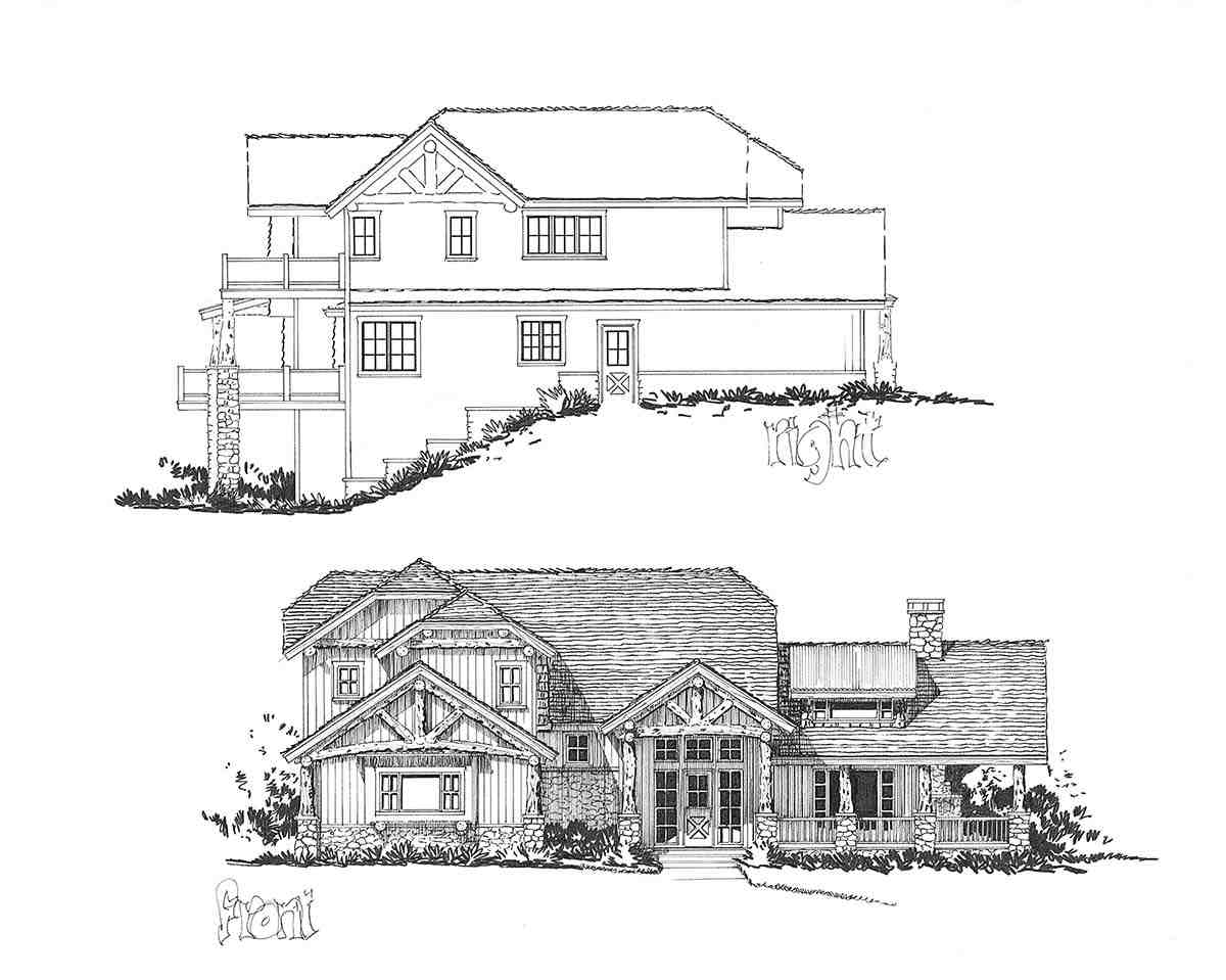 Country, Log House Plan 43265 with 3 Beds, 4 Baths, 2 Car Garage Picture 1