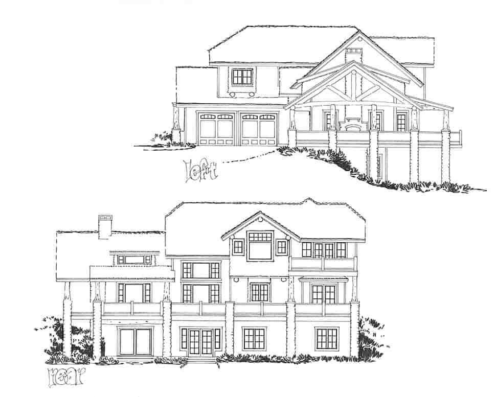 Country, Log House Plan 43265 with 3 Beds, 4 Baths, 2 Car Garage Picture 2