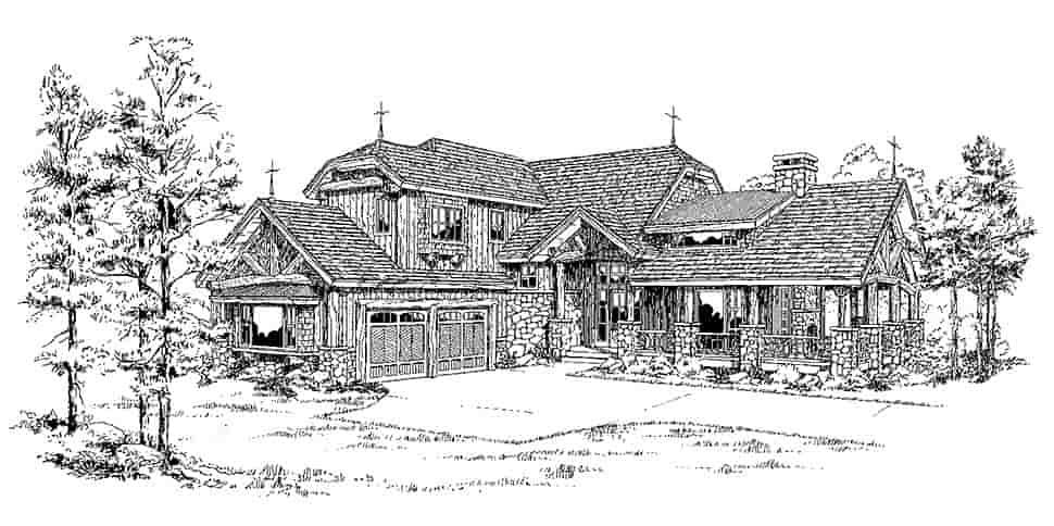 Country, Log House Plan 43265 with 3 Beds, 4 Baths, 2 Car Garage Picture 3